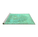 Sideview of Machine Washable Persian Turquoise Traditional Area Rugs, wshtr3650turq