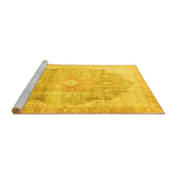 Sideview of Machine Washable Persian Yellow Traditional Rug, wshtr3650yw