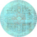 Round Persian Light Blue Traditional Rug, tr3650lblu