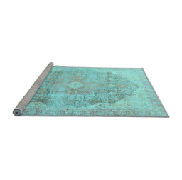 Sideview of Machine Washable Persian Light Blue Traditional Rug, wshtr3650lblu