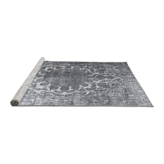 Sideview of Machine Washable Traditional Mist Blue Rug, wshtr3651