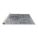 Sideview of Machine Washable Traditional Mist Blue Rug, wshtr3651