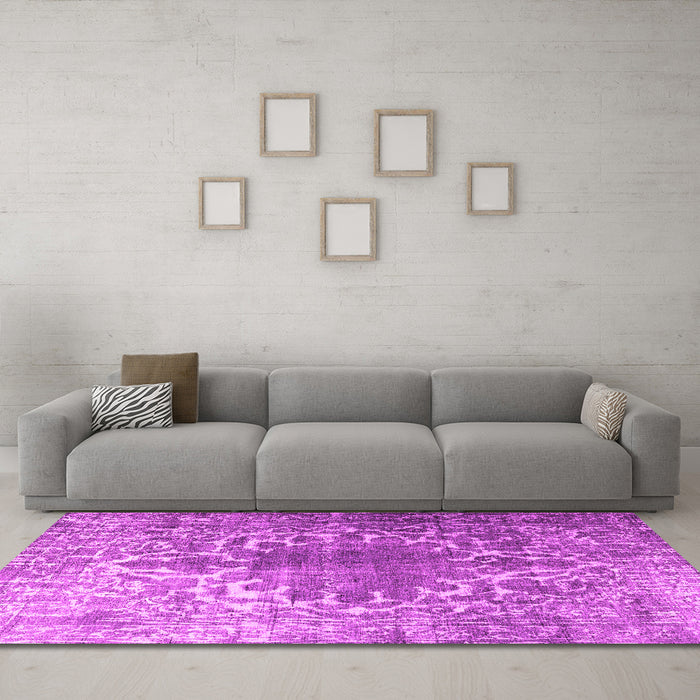 Machine Washable Persian Pink Traditional Rug in a Living Room, wshtr3651pnk