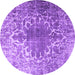 Round Machine Washable Persian Purple Traditional Area Rugs, wshtr3651pur
