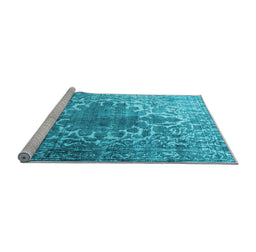 Sideview of Machine Washable Persian Light Blue Traditional Rug, wshtr3651lblu