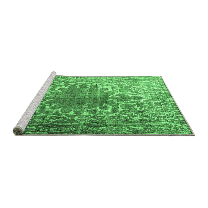 Sideview of Machine Washable Persian Emerald Green Traditional Area Rugs, wshtr3651emgrn