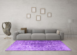 Machine Washable Persian Purple Traditional Area Rugs in a Living Room, wshtr3651pur