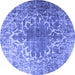 Round Persian Blue Traditional Rug, tr3651blu