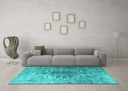 Machine Washable Persian Turquoise Traditional Area Rugs in a Living Room,, wshtr3651turq