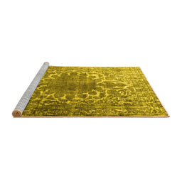 Sideview of Machine Washable Persian Yellow Traditional Rug, wshtr3651yw