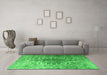 Machine Washable Persian Green Traditional Area Rugs in a Living Room,, wshtr3651grn