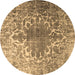 Round Persian Brown Traditional Rug, tr3651brn