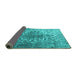 Sideview of Persian Turquoise Traditional Rug, tr3651turq