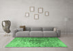 Machine Washable Persian Emerald Green Traditional Area Rugs in a Living Room,, wshtr3651emgrn