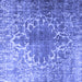 Square Machine Washable Persian Blue Traditional Rug, wshtr3651blu