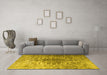 Machine Washable Persian Yellow Traditional Rug in a Living Room, wshtr3651yw