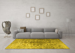 Machine Washable Persian Yellow Traditional Rug in a Living Room, wshtr3651yw