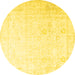 Round Persian Yellow Traditional Rug, tr3652yw