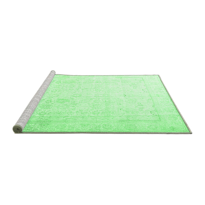 Sideview of Machine Washable Persian Emerald Green Traditional Area Rugs, wshtr3652emgrn