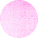 Round Persian Pink Traditional Rug, tr3652pnk