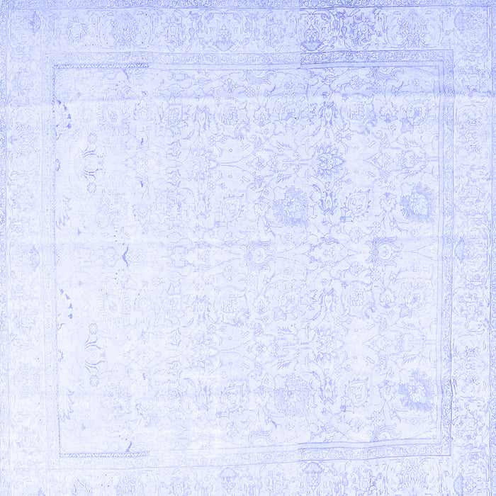 Square Machine Washable Persian Blue Traditional Rug, wshtr3652blu