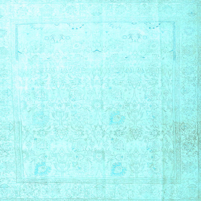 Square Machine Washable Persian Light Blue Traditional Rug, wshtr3652lblu