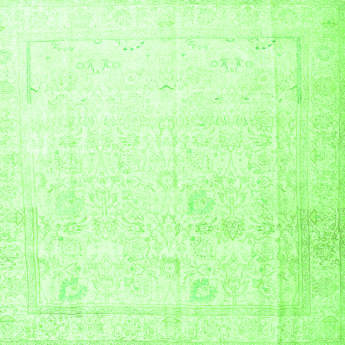 Round Machine Washable Persian Green Traditional Area Rugs, wshtr3652grn