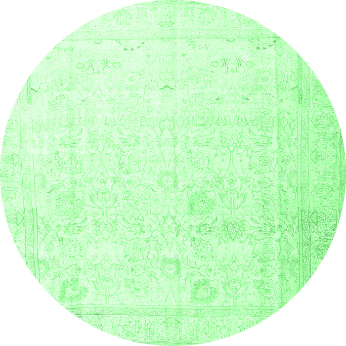 Round Machine Washable Persian Emerald Green Traditional Area Rugs, wshtr3652emgrn