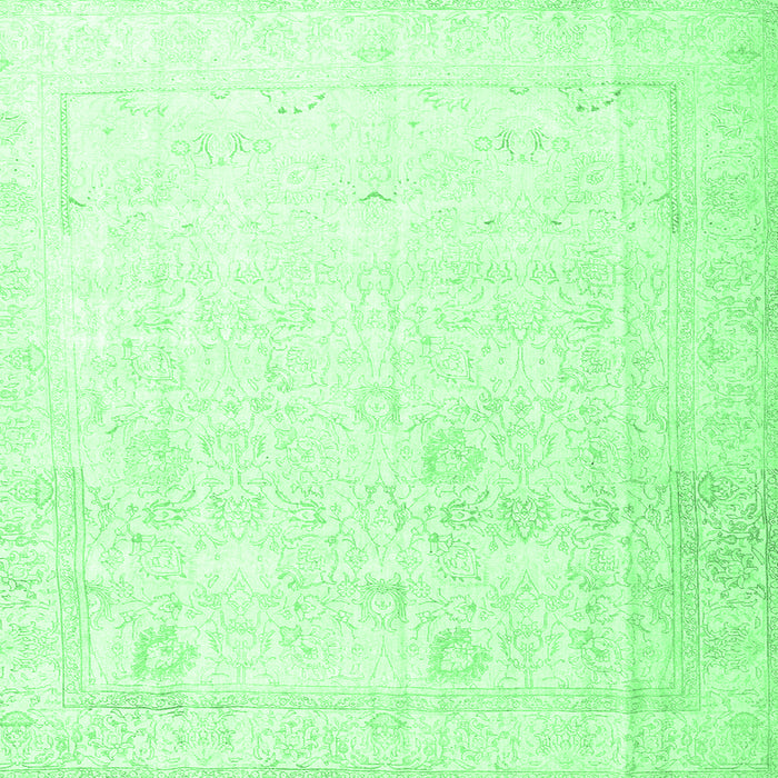 Square Machine Washable Persian Emerald Green Traditional Area Rugs, wshtr3652emgrn