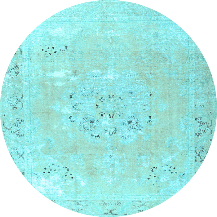 Round Persian Light Blue Traditional Rug, tr3653lblu