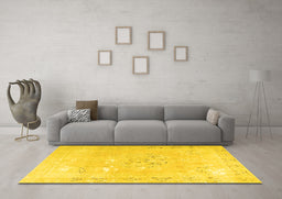 Machine Washable Persian Yellow Traditional Rug in a Living Room, wshtr3653yw