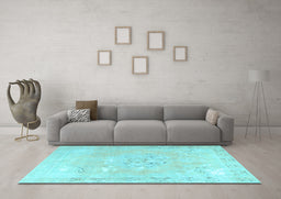 Machine Washable Persian Light Blue Traditional Rug in a Living Room, wshtr3653lblu