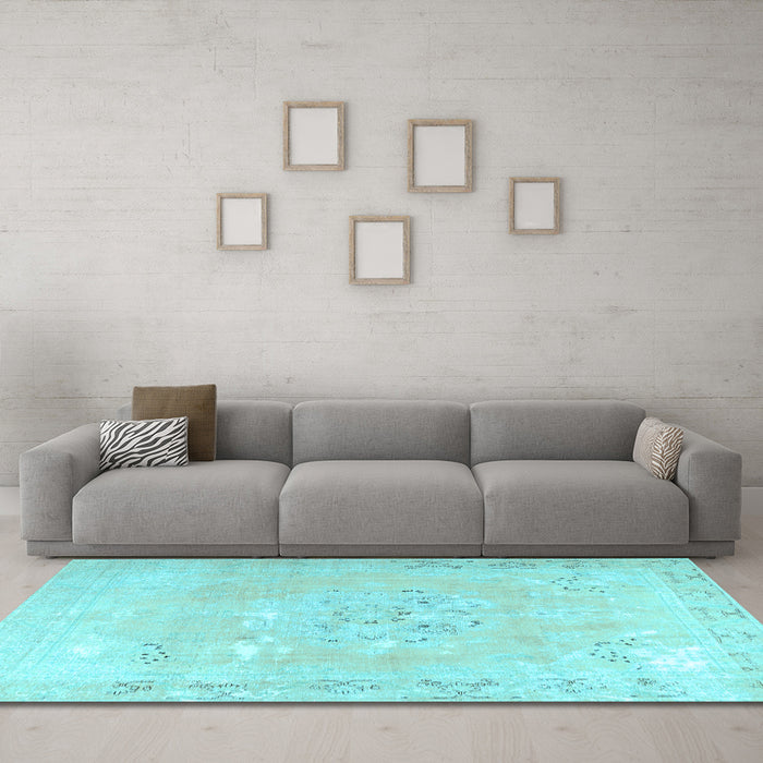 Machine Washable Persian Light Blue Traditional Rug in a Living Room, wshtr3653lblu