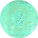 Round Persian Turquoise Traditional Rug, tr3653turq