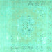 Square Persian Turquoise Traditional Rug, tr3653turq