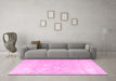 Machine Washable Persian Pink Traditional Rug in a Living Room, wshtr3653pnk