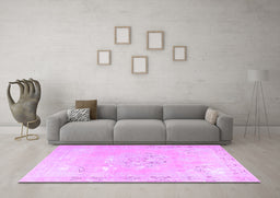 Machine Washable Persian Purple Traditional Area Rugs in a Living Room, wshtr3653pur