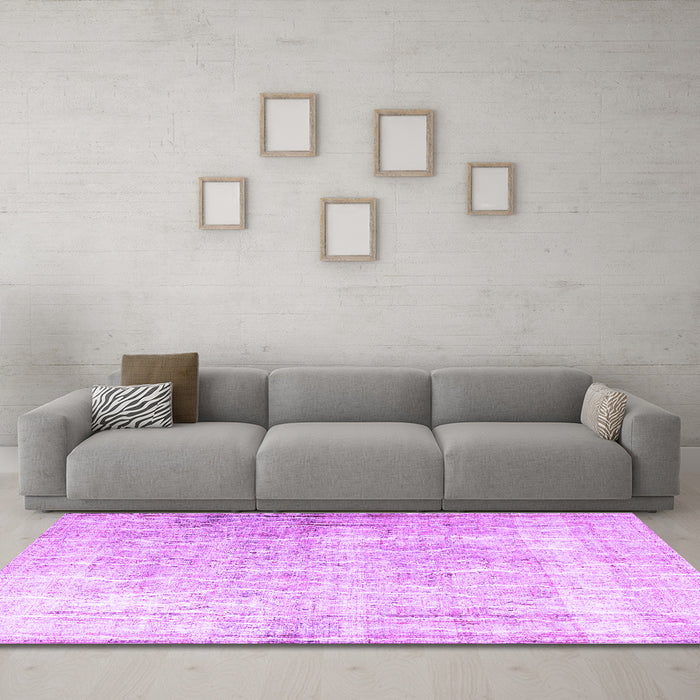 Machine Washable Persian Purple Traditional Area Rugs in a Living Room, wshtr3654pur