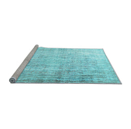 Sideview of Machine Washable Persian Light Blue Traditional Rug, wshtr3654lblu
