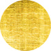 Round Persian Yellow Traditional Rug, tr3654yw