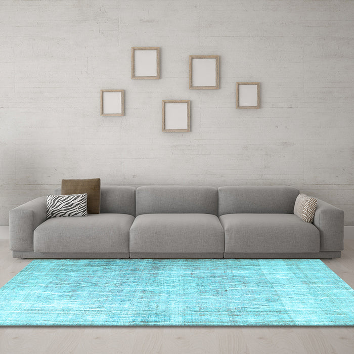 Machine Washable Persian Light Blue Traditional Rug in a Living Room, wshtr3654lblu