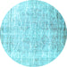 Round Persian Light Blue Traditional Rug, tr3654lblu