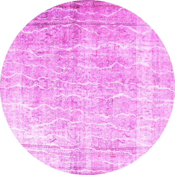 Round Machine Washable Persian Pink Traditional Rug, wshtr3654pnk