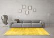 Machine Washable Persian Yellow Traditional Rug in a Living Room, wshtr3654yw