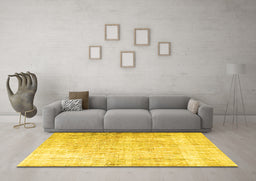 Machine Washable Persian Yellow Traditional Rug in a Living Room, wshtr3654yw
