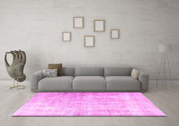 Machine Washable Persian Pink Traditional Rug in a Living Room, wshtr3654pnk