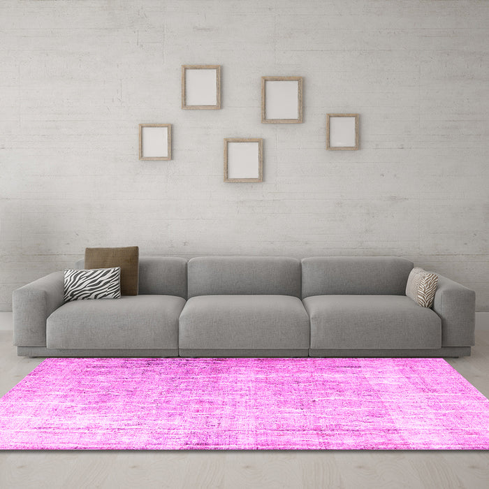 Machine Washable Persian Pink Traditional Rug in a Living Room, wshtr3654pnk