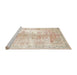 Sideview of Machine Washable Traditional Light Copper Gold Rug, wshtr3655