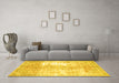 Machine Washable Persian Yellow Traditional Rug in a Living Room, wshtr3655yw