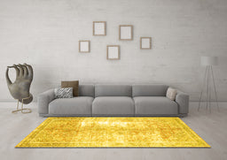Machine Washable Persian Yellow Traditional Rug in a Living Room, wshtr3655yw